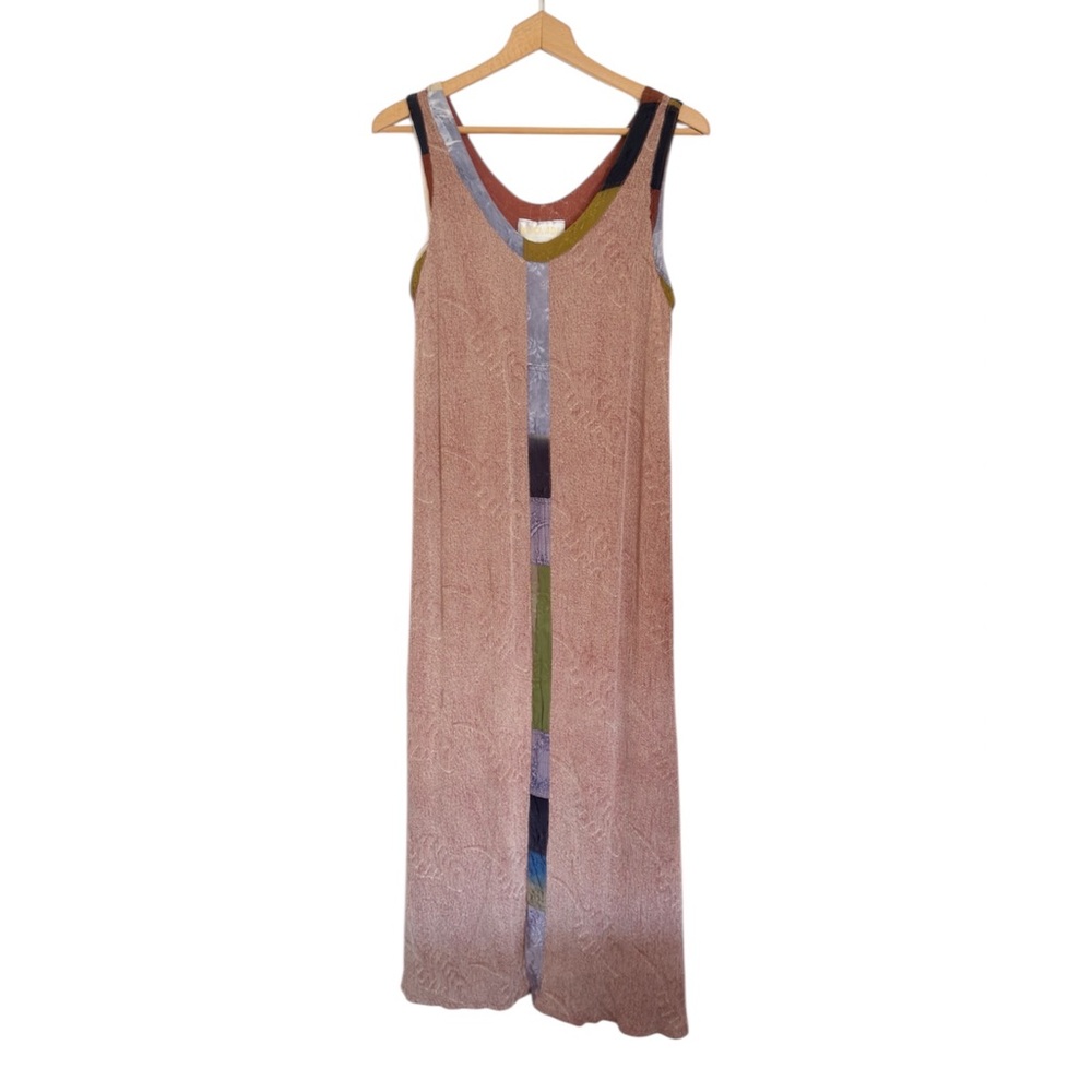 Kusnadi New York Womens Sleeveless Boho Electic Patchwork Trim Maxi Dress size S